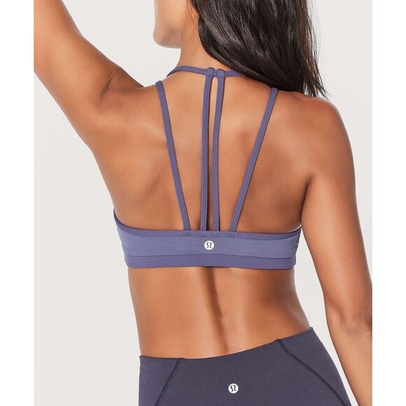 Lululemon Get Set Bra High Neck Mesh Strappy Back Athletic Top Purple Size 10 - Picture 2 of 5